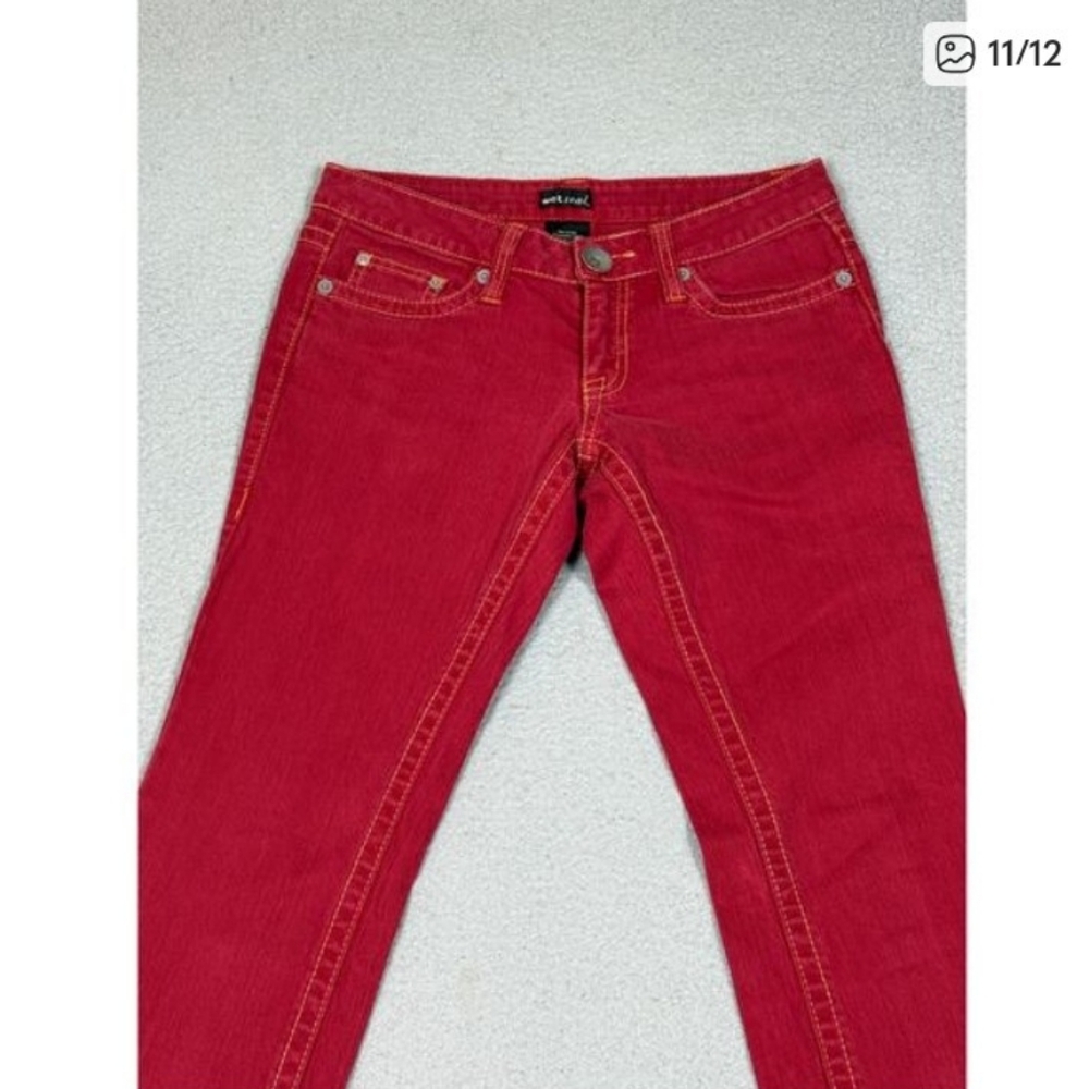 y2k Wet Seal Womens Size 5 Red Denim Jeans Low Waist Bootcut Flare - Picture 11 of 12
